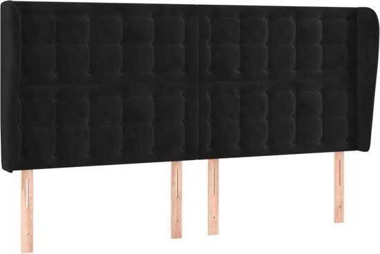 vidaXL Hoofdbord met randen 183x23x118/128 cm fluweel zwart