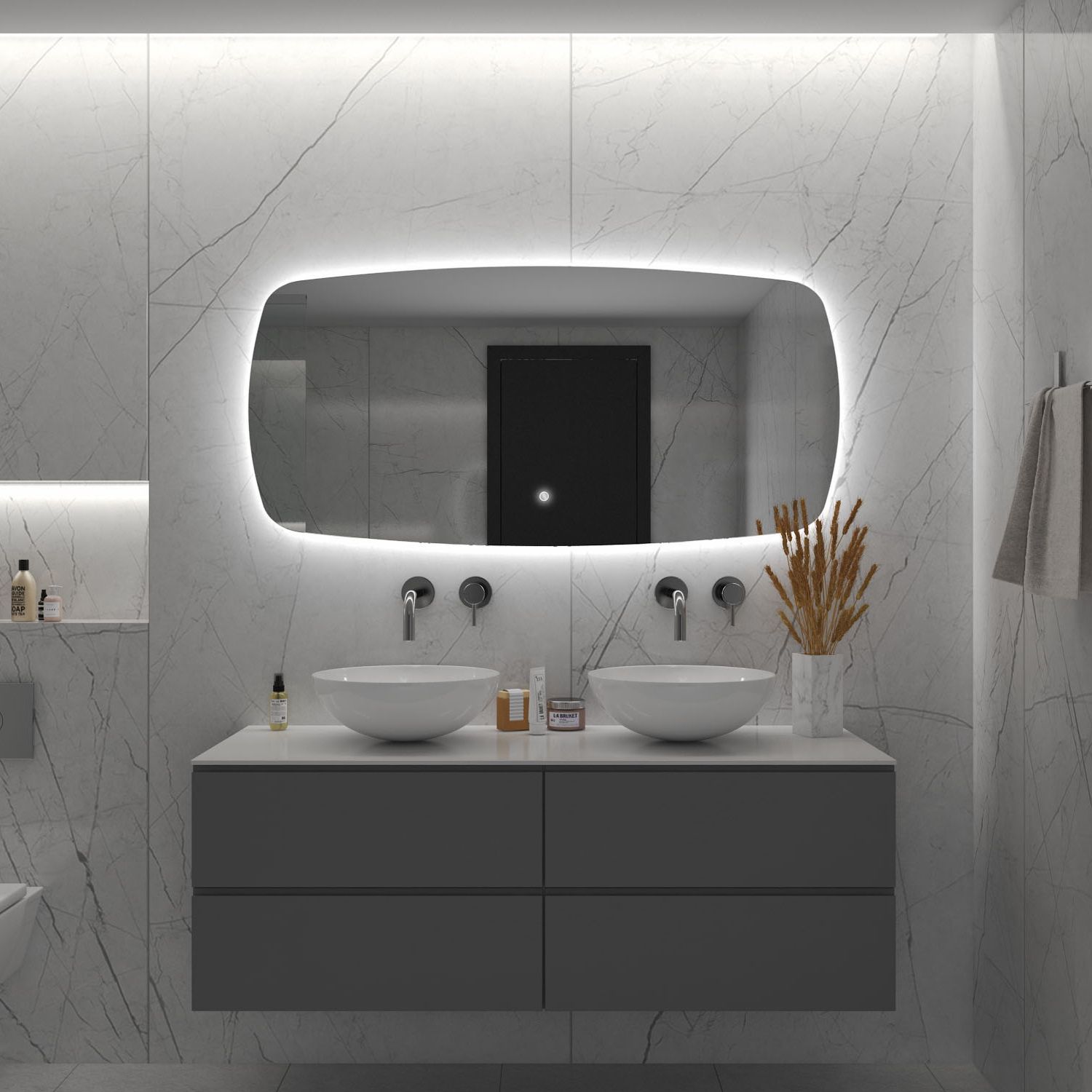 Boss & Wessing Badkamerspiegel bws torea 100x60 cm horizontaal led incl. Verwarming