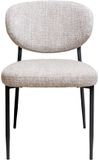 Giga Meubel Eetkamerstoel Vajèn Beige – Chenille – Zwart Metalen Onderstel - Set van 2