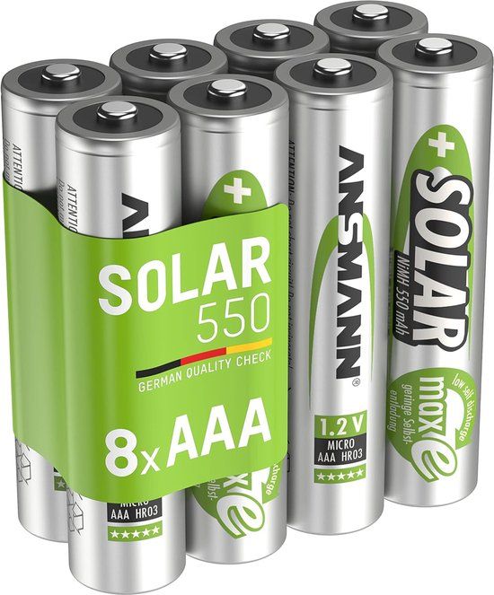 Ansmann AAA 550mAh Solar - 8x Oplaadbare Batterijen