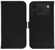 Selencia Echt Leren Bookcase - Zwart - Geschikt voor Apple iPhone 17 Pro Max