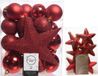 Decoris Kaemingk B.V. Kerstversiering kunststof kerstballen en hangers rood 5-6-8 cm pakket van 39x stuks - Met ster vorm piek van 19 cm
