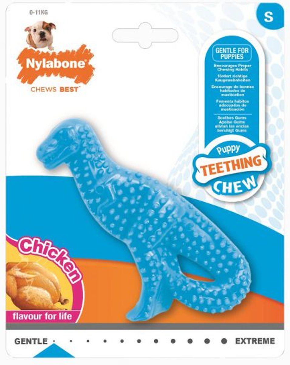 Nylabone flexi voor hondble puppy dental dinosaur chicken tot 11 kg