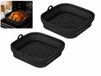 Pinnacle Living Airfryer Bakje - 2 Stuks - Siliconen Heteluchtfriteuse Bakvorm - Opvouwbaar en Herbruikbaar Bakpapier Alternatief - 21x20.3cm - Zwart