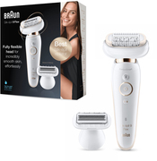 Braun Silk-épil 9 Flex 9-002 - Epilator Voor Vrouwen Met Flexibele Kop Voor Ontharen, Wit/Goud