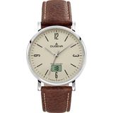 Dugena herenhorloge Analoog Staal Leer Zilverkleurig 87465047