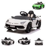 Lamborghini Voiture électrique "Lamborghini Aventador SVJ" - sous licence - 12V7AH, 2 moteurs - télécommande 2.4GHz, MP3, siège en cuir + EVA - 018 - Blanc