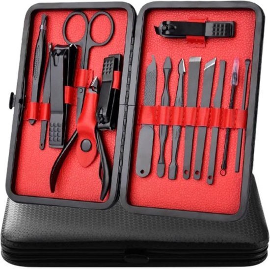 Ravigo Manicure Set - Pedicure Set - Nagelknipper- 15-Delige RVS Nagel Verzorging Set - Nagelschaar - Etui - Epileer Pincet