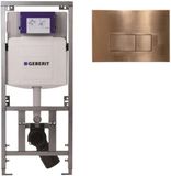 Geberit Inbouwreservoir UP320 met QeramiQ metal bedieningsplaat - dualflush - rechthoekige knoppen - metaal koper