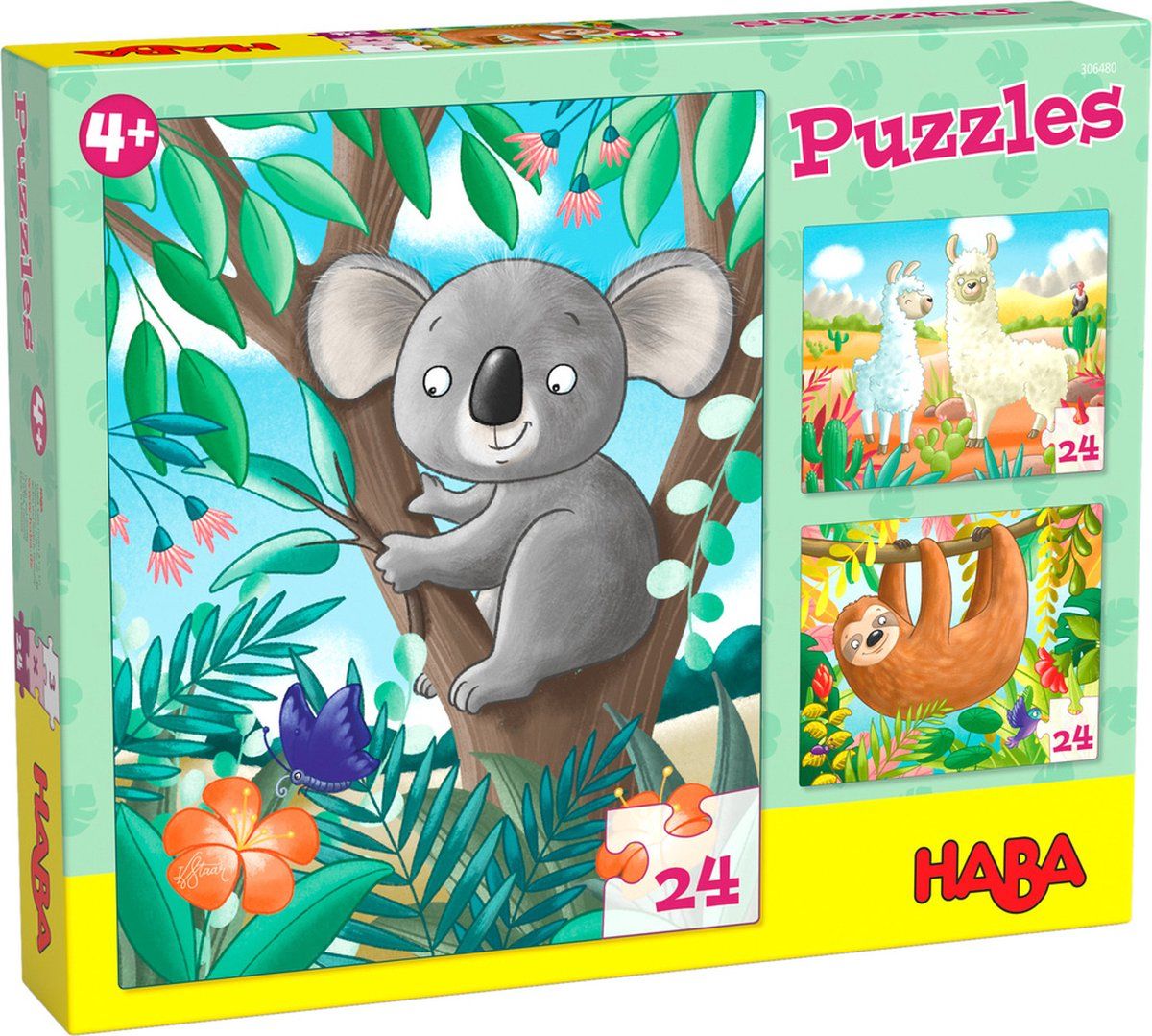 Haba Kinderpuzzels Koala, Luiaard & Co Karton 3-delig - Multicolor