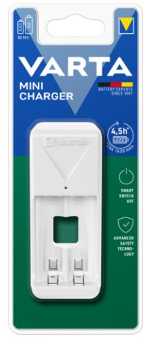 Varta Easy Mini Charger - AA/AAA Batterijenlader met 2x AA 2100 mAh - Wit