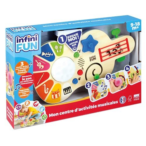 INFINIFUN Infinitiv Fun-Mon Centre, i21503, elektronisch speelgoed van hout, muzikaal leren, 9 maanden en ouder, Franse versie