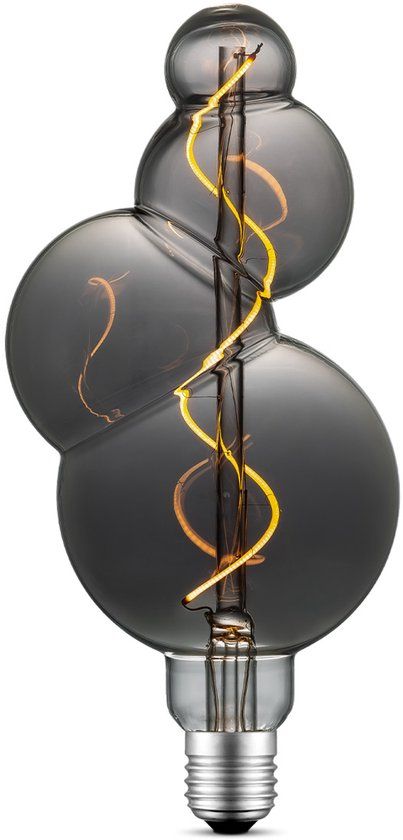 Home Sweet Home - Edison Vintage LED filament lichtbron Bubbel - Rook - Spiraal - Retro LED lamp - 11/11/23cm - E27 - Dimbaar - 4W 100lm 1800K