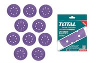 TOTAL - 10 polijst- en schuurschijven, 150 mm diameter, 2x P40, 2x P60, 4x P80 en 2x P120, gemaakt van zirkonium en aluminiumoxide, voor hout, kunststof, verf, steen, metaal en glas