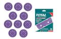 TOTAL - 10 polijst- en schuurschijven, 150 mm diameter, 2x P40, 2x P60, 4x P80 en 2x P120, gemaakt van zirkonium en aluminiumoxide, voor hout, kunststof, verf, steen, metaal en glas