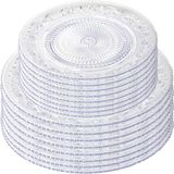 Plasticforte Onbreekbare servies borden - 16x stuks - kunststof - kristal stijl - transparant - in 2 formaten - camping/verjaardag