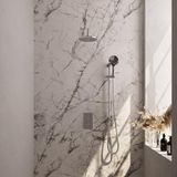 Brauer Chrome Carving Thermostatische Regendoucheset Inbouw - Hoofddouche 20 cm - Gebogen Wandarm - 3 Weg - Handdouche 3 Standen - Doucheslang - Geintegreerde Glijstang - Chroom