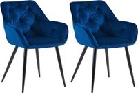 CLP Cassis Set van 2 Eetkamerstoelen - Blauw Fluweel