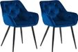 CLP Cassis Set de 2 Chaises de salle à manger - Velours bleu