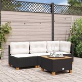vidaXL Tuinstoel met kussens Zwart Polywood