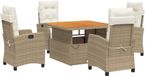 vidaXL 5-delige tuinset met kussens, beige, polyrotan