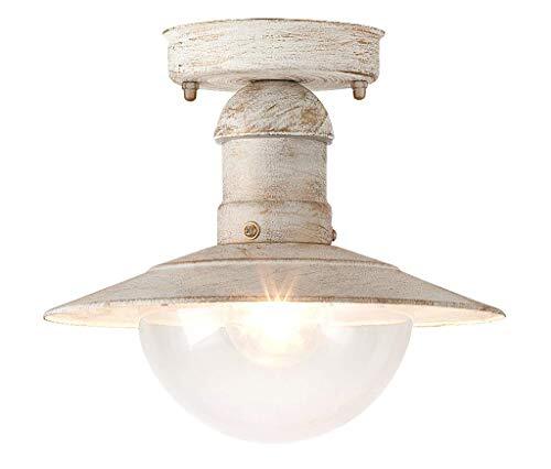 Rabalux 8739 A++ tot E, buitenplafondlamp Oslo, metaal, E27, antiek wit, 24 x 21, 5 cm