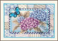 Vervaco - Borduurpakket - Postzegel met hortensia - PN-0145007