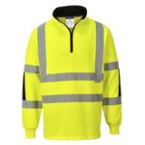 Portwest B308 Xenon Rugby Hemd Lange Mouw Reflecterend Spoorweg Polykatoen | Geel, 5XL, EN ISO 20471 Klasse 3, Normale Pasvorm, 65% Polyester, Hoge Zichtbaarheid, Geribde Manchetten, Slijtvast