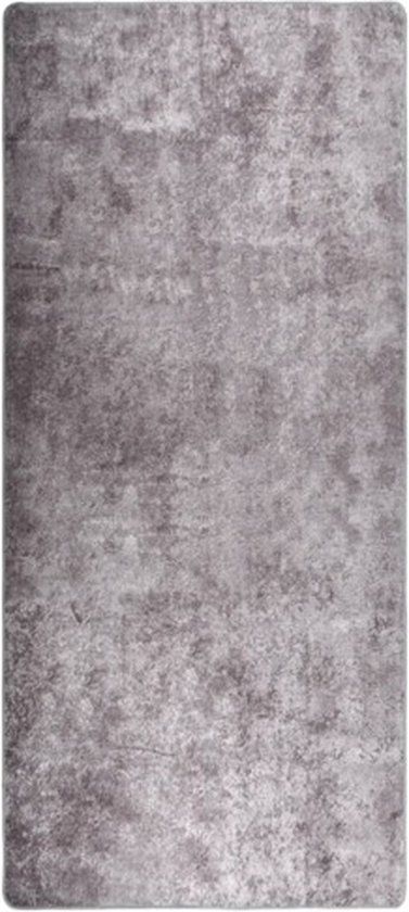 vidaXL Vloerkleed wasbaar 80x300 cm grijs
