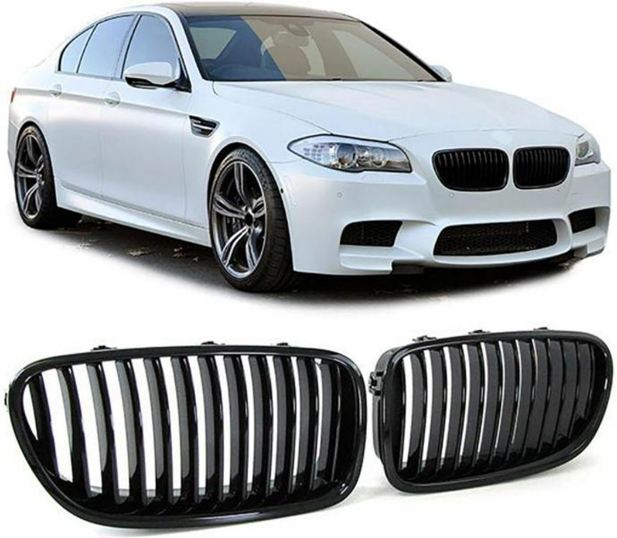 No Name Sport Grill Nieren Bmw 5 Serie F10 F11 Glans Zwart M Look Styling Enkele Spijl 520 530 540 550 M5