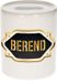 Bellatio Decorations Shoppartners Bv Spaarpot met voornaam Berend - wit - met goud/zwart embleem - 8 x 9 cm - keramiek - met afsluitdop - cadeau verjaardag