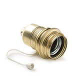 FAMATEL Lamphouder van metaal met schroefdraad met schakelaar en sluitring, lamp E-27, metaalmateriaal, goud
