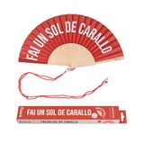 Fisura – Waaier met de tekst “fai un sol de carallo”. Houten ventilator met een unieke rode kleur. Ophangkoord inbegrepen. Afmetingen: 42,5 x 23 cm.
