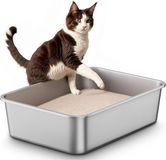 Merkloos Goodivery® Open Kattenbak XXL Roestvrij Staal 45 x 35 x 15 cm