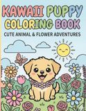 Kawaii Puppy Coloring Book: Cute Dogs, Flowers & Easy Relaxing Pages