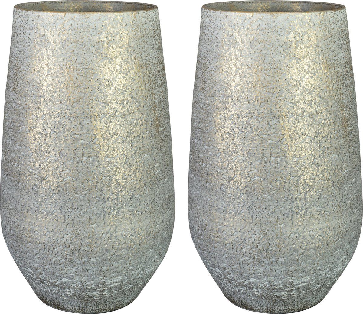 Steege TER Bloempot/plantenpot - 2x - metallic zilvergrijs - D23/H36 cm - voor binnen