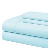 Cathay Home Essentials Ultrazachte, hypoallergene, kreukbestendige, dubbel geborstelde microvezel beddengoed lakenset, groenblauw (Aqua), queensize