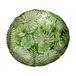 DRW Set van 4 ronde glazen centra met groene bladeren, 33 x 33 x 6 cm