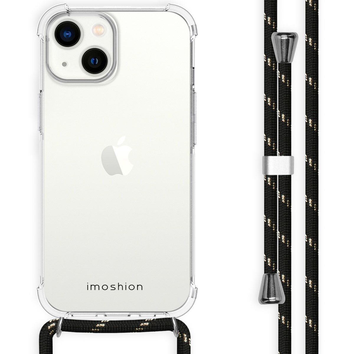 imoshion Backcover met koord iPhone 14 hoesje - Zwart / Goud
