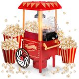 NK Popcornmachine, retro, elektrische popcornmachine, 1200 W, eenvoudig te bedienen knop, bereiding in 2 minuten, hete lucht, grootte 0,3 l, draagbaar, ideaal voor thuis