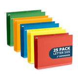 Extra capaciteit hangende mappen 25 versterkte hangmappen, Heavy Duty 2 inch uitbreiding, ontworpen voor omvangrijke bestanden, medische grafieken, diverse kleuren, lettergrootte, 25 stuks