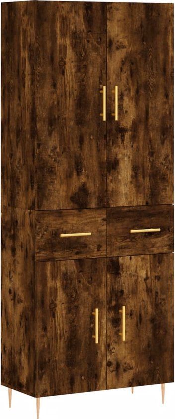 VidaXL Hoge kast 69,5x34x180 cm bewerkt hout gerookt eikenkleurig