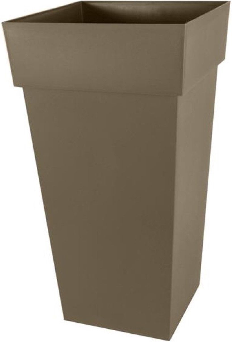 EDA Bloempot Toscane vierkant kunststof taupe 43x43x80cm