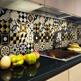 Ambiance Sticker Zelfklevende tegelmuurstickers voor keuken en badkamer - 24 Leana Azulejos cementtegelstickers - 24 stickers, 10x10cm
