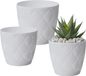 Form Plastic Plantenpot set New Age - 3x stuks - kunststof - ivoor wit - met schotel