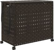 vidaXL Wasmand op wielen 66x35x60 cm rattan donkerbruin
