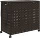 vidaXL Wasmand op wielen 66x35x60 cm rattan donkerbruin