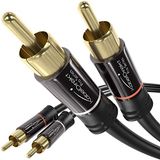 KabelDirekt RCA Stereo kabel, 3,5 m short, dual 2 x mannelijk naar 2 x mannelijk audiokabel, digitaal en analoog, double-hielded, Pro serie