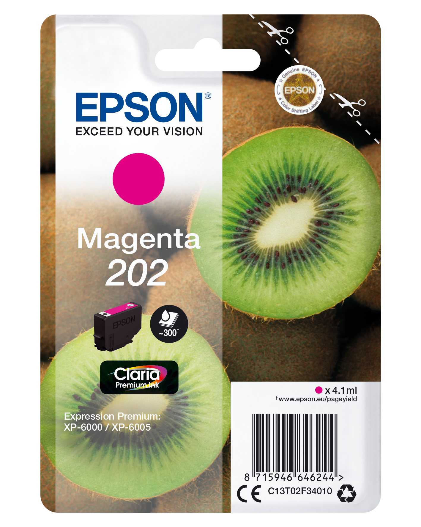 Epson Kiwi Singlepack Magenta 202 Claria Premium Ink single pack / magenta