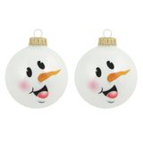 Krebs Luxe 16x witte glazen kerstballen sneeuwpop 7 cm